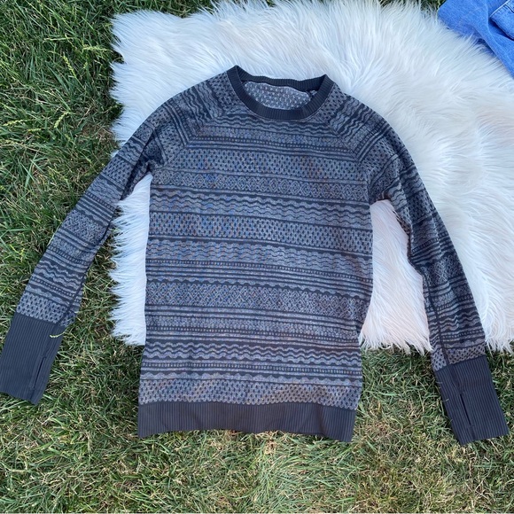 Lululemon Restless Pullover Gray Fair Isle Gray Heathered Black medium - Picture 2 of 4